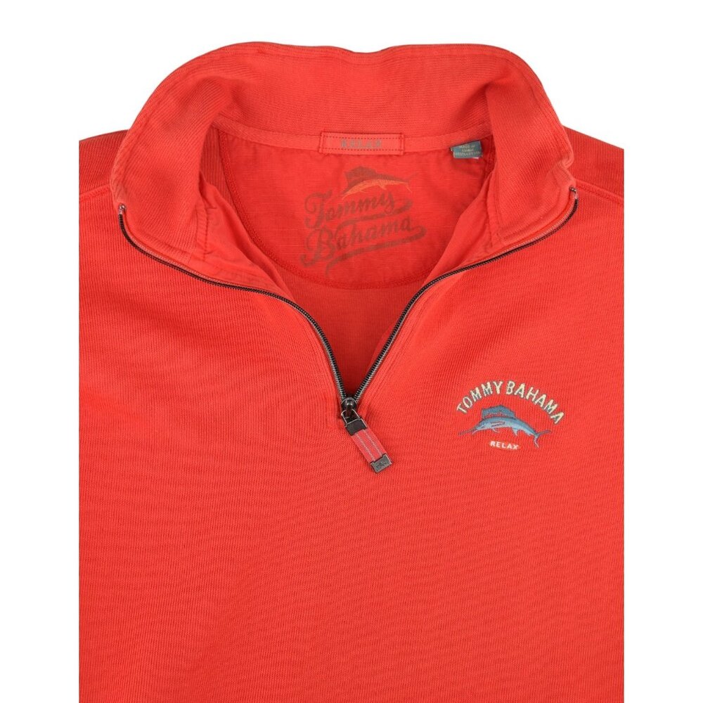 Tommy Bahama Aruba Relax Red 1/4 Zip Long Sleeve Pullover Cotton Sweater Men's L - Picture 4 of 11